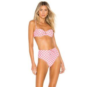 Onia NWT 2 Pc Set High Waist Dalia Bikini Set Gingham M Top L Bottom